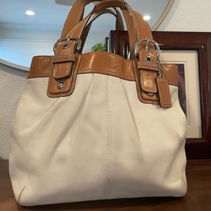 Coach Soho Tote - Cream with Tan Trim